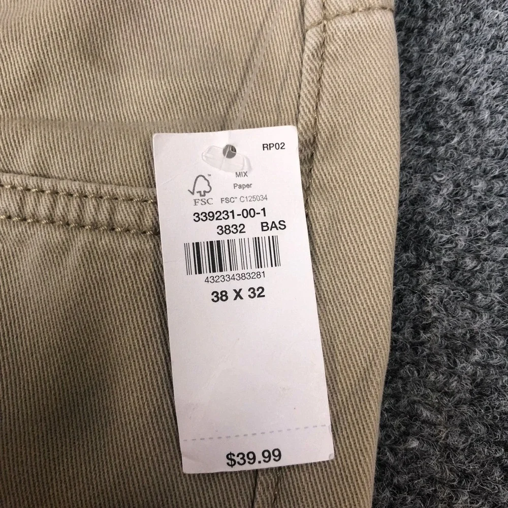 Old Navy Mens Straight Built-In Tough Khaki Pants Tan 38x32 339231-00-1